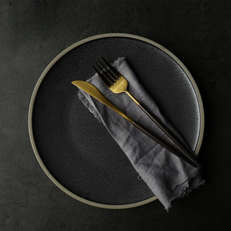 Premium Carbon Ceramic Dinner Plates - 12-Piece Set, Durable & Stylish for Everyday Use, Microwave & Dishwasher Safe - Perfect for Family Dinners, Parties & Restaurant Serving