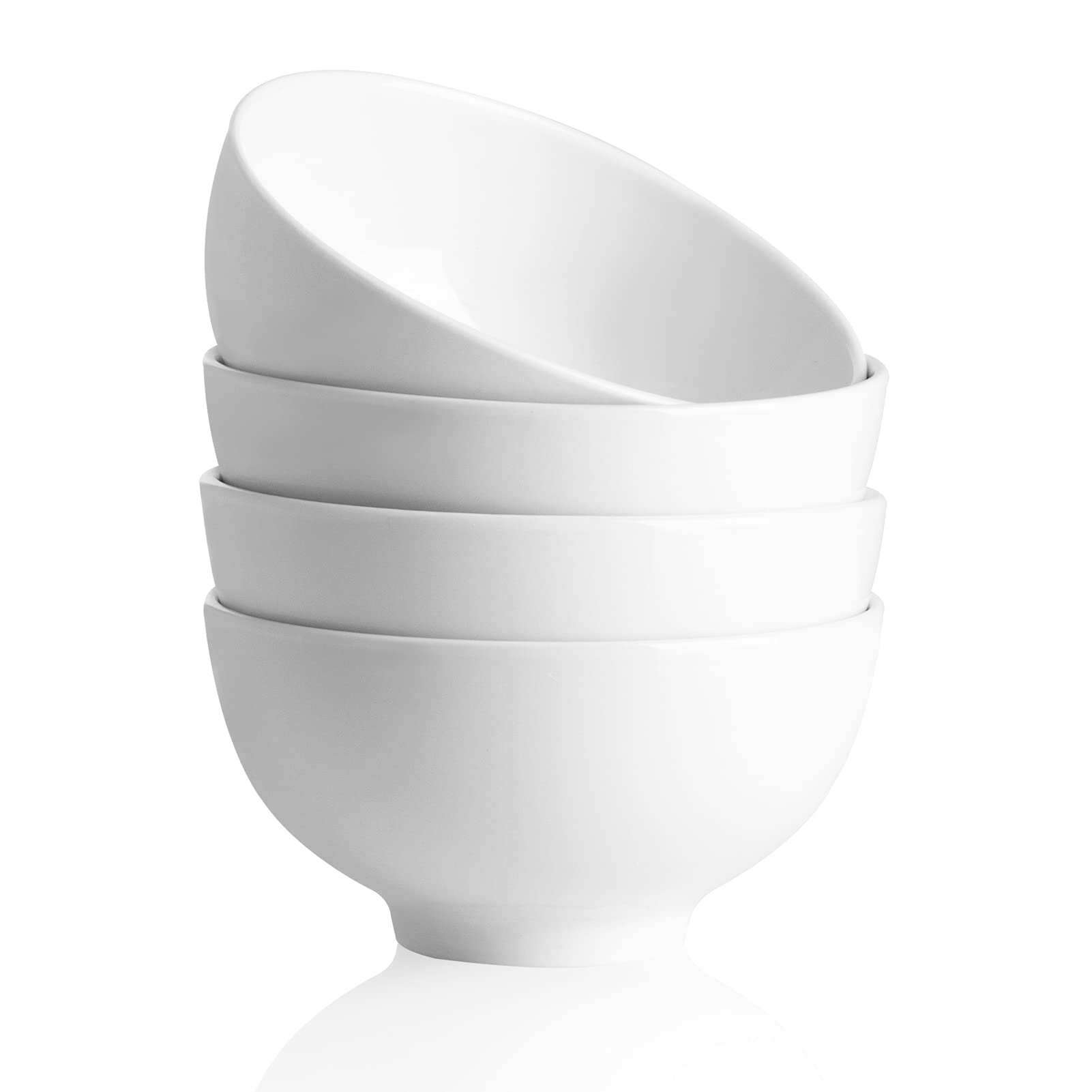 SWEEJAR 11oz Porcelain Dessert Bowls Set of 4 - Small 4.5 Inch Ice Cream, Yogurt, Rice & Condiment Dishes - Perfect for Food Prep, Dipping Sauces & Side Dishes (White) | Ideal for Home, Restaurant & Party Serving