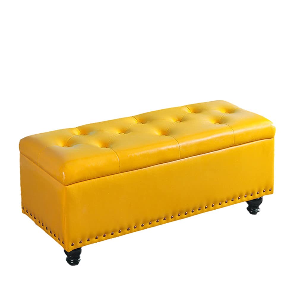 Yogafa Folding Storage Ottoman Bench - Large Storage Space Footrest, Faux Leather Bed End Bench with Padded Seat (60