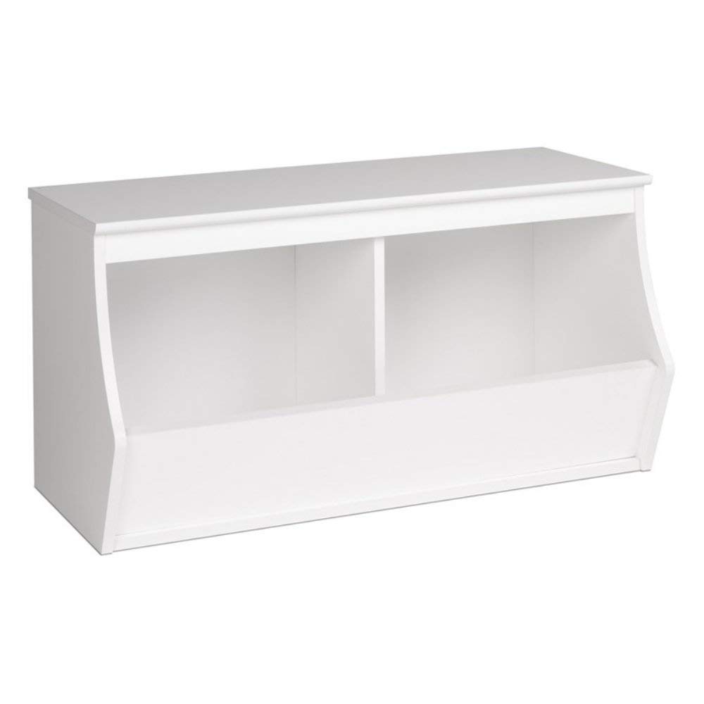 Prepac Monterey Stackable 2-Bin Storage Cubby Organizer - White | Space-Saving Closet & Nursery Storage Solution for Toys, Books & Home Organization
