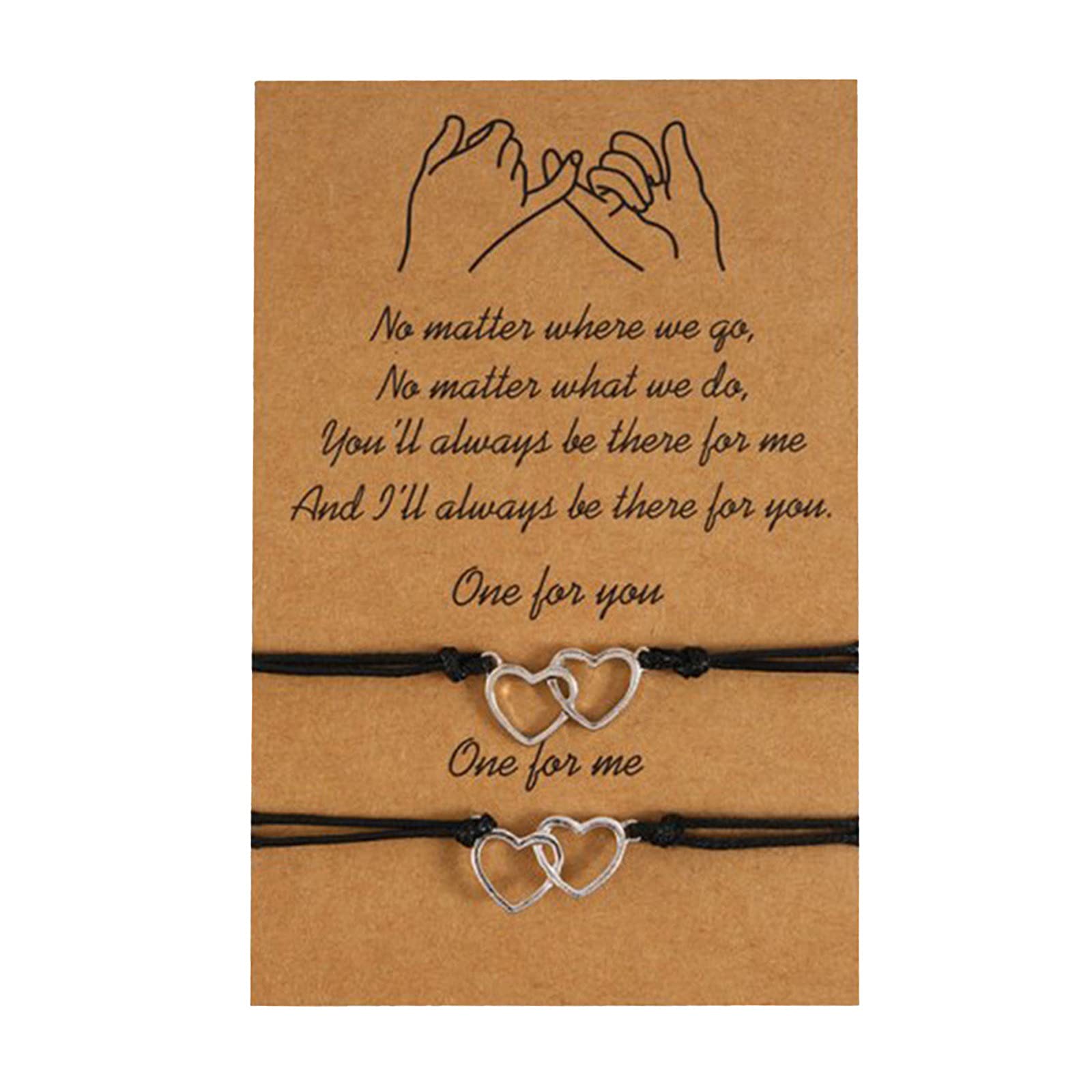 KiKiss Stacked Beaded Bracelets for Women & Couples - Adjustable Friendship Bracelets Set of 2 with Gold Paper Card - Perfect for Valentine's Day, Anniversary Gifts & Matching Couple Jewelry