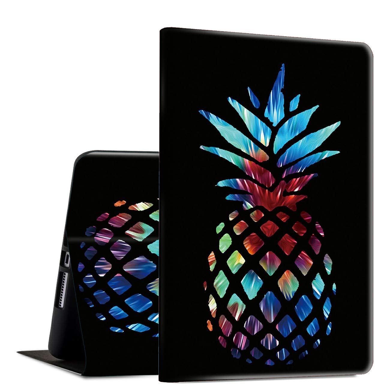 Premium PU Leather iPad Case for iPad 9.7 6th/5th Gen (2018/2017) & iPad Air 2/Air - Shockproof Magnetic Folio Cover with Auto Wake/Sleep, Adjustable Stand & Pineapple Design | Perfect for Work, Travel & Home Use