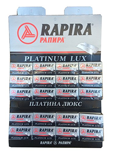 100 Rapira Platinum Lux Razor Blades - Premium Double Edge Safety Razor Blades for Men - Smooth Shaving for Sensitive Skin - Perfect for Home, Travel & Barber Shop Use