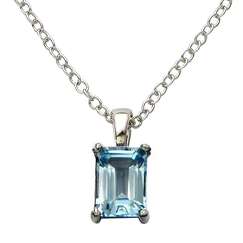 Exquisite Emerald Cut Blue Gemstone Necklace for Women - Elegant 925 Sterling Silver Pendant Jewelry Gift for Birthday, Anniversary & Special Occasions | Perfect for Evening Parties, Weddings & Formal Events