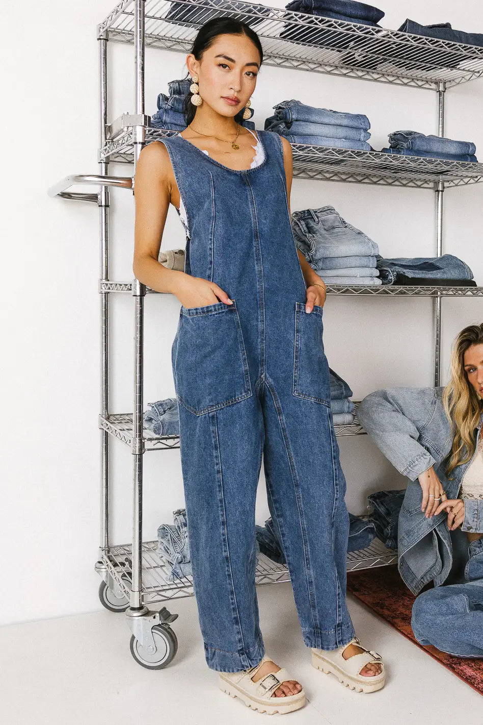 Madeline Jumpsuit - Medium Wash Denim Romper for Women | Casual Chic One-Piece Outfit for Summer, Beach, and Everyday Wear | FINAL SALE