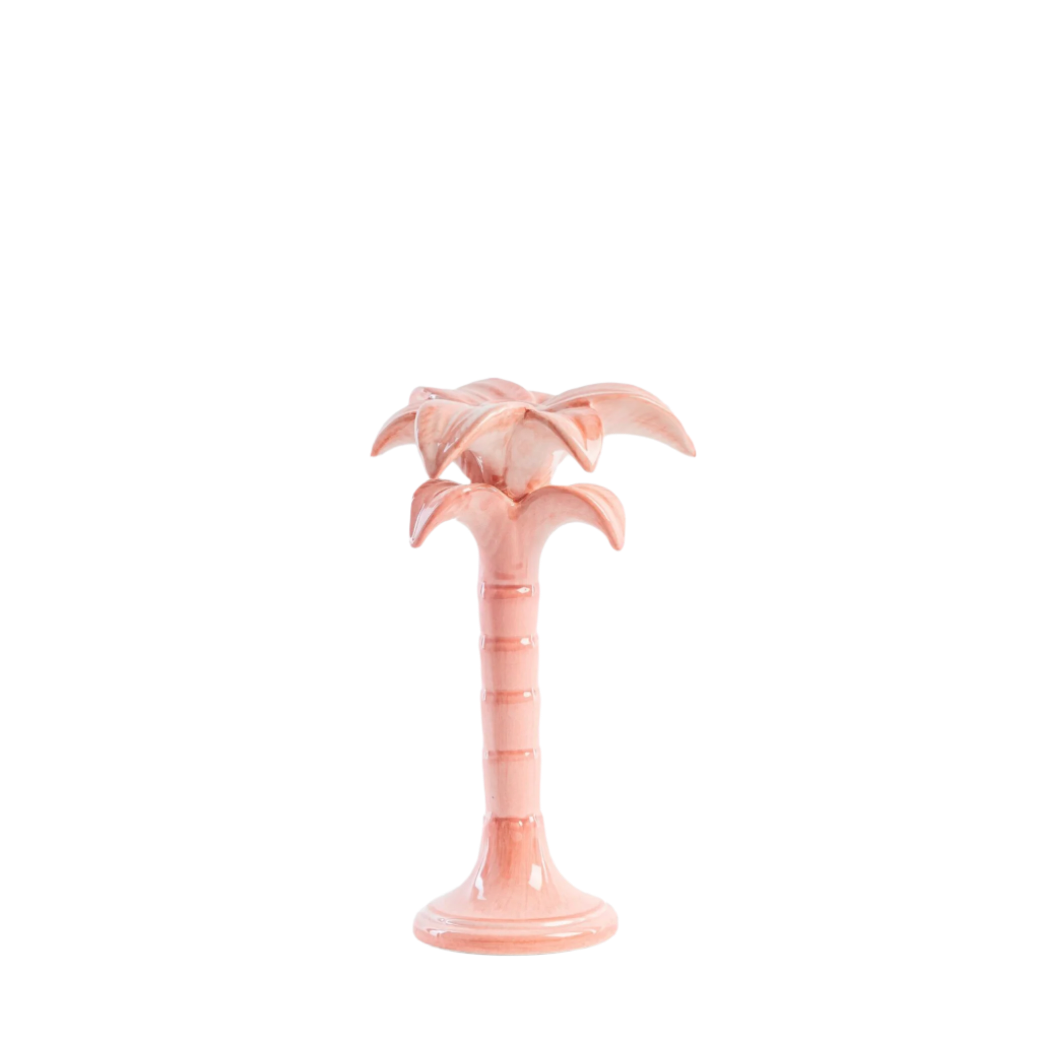 Hand-Painted Medium Pink Palm Candle Holder - Boho Home Decor for Living Room, Bedroom & Wedding Centerpieces