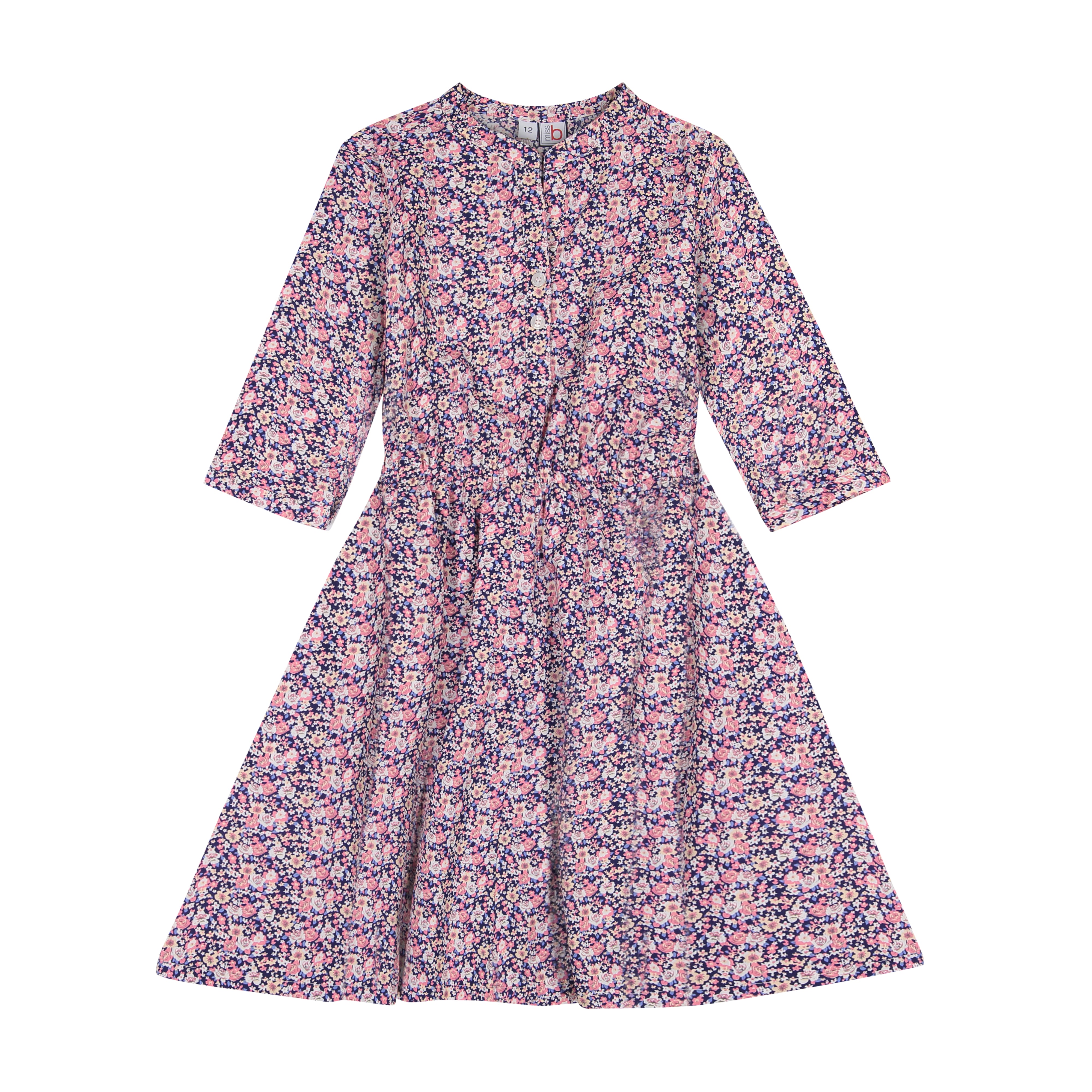 Gabriela Women's Mini Circle Skirt Dress - Floral Print, Pink & Navy Blue | Perfect for Summer Outfits, Beach Vacations & Date Nights