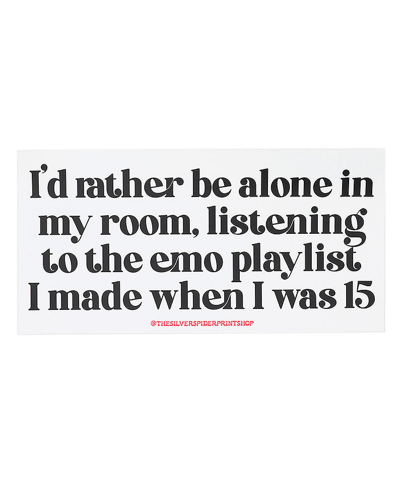 Funny Emo Music Bumper Sticker - 'I'd Rather Be Listening To Emo' Car Decal for Emo Fans - Perfect for Cars, Laptops & Water Bottles