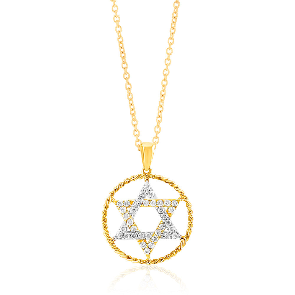 14K Yellow Gold Diamond Star of David Pendant with 72 Round Cut Diamonds - Perfect for Hanukkah Gifts, Jewish Jewelry & Special Occasions
