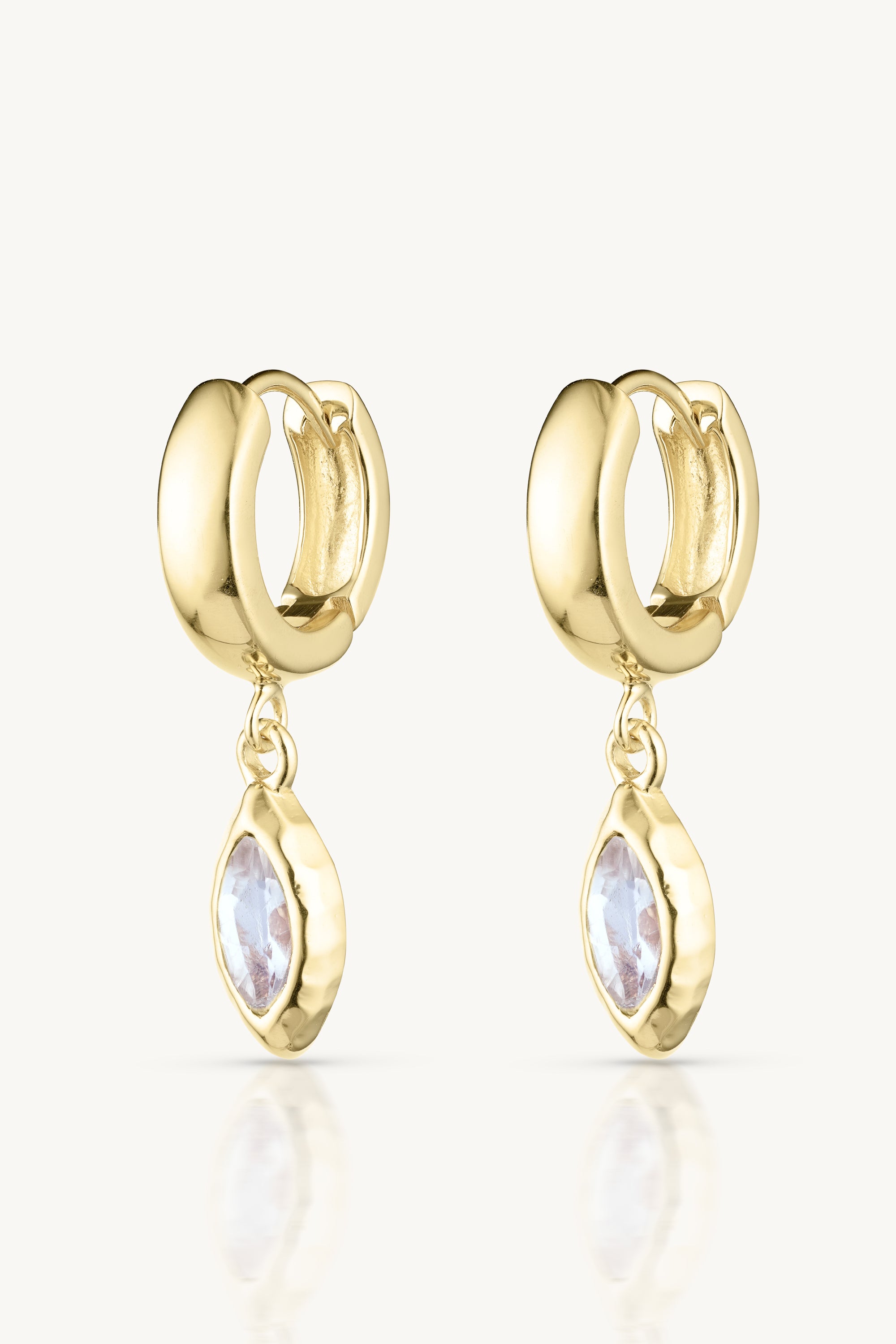 Belle Moonstone Gold Huggie Hoop Earrings for Women - Elegant & Minimalist Jewelry for Everyday Wear, Parties & Gifts