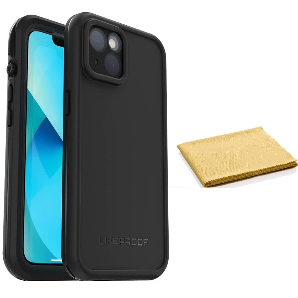 LifeProof FRĒ Series Waterproof iPhone 13 Case with MagSafe - Shockproof & Drop Protection - Includes Microfiber Cleaning Cloth (Black) - Perfect for Swimming, Hiking & Outdoor Adventures