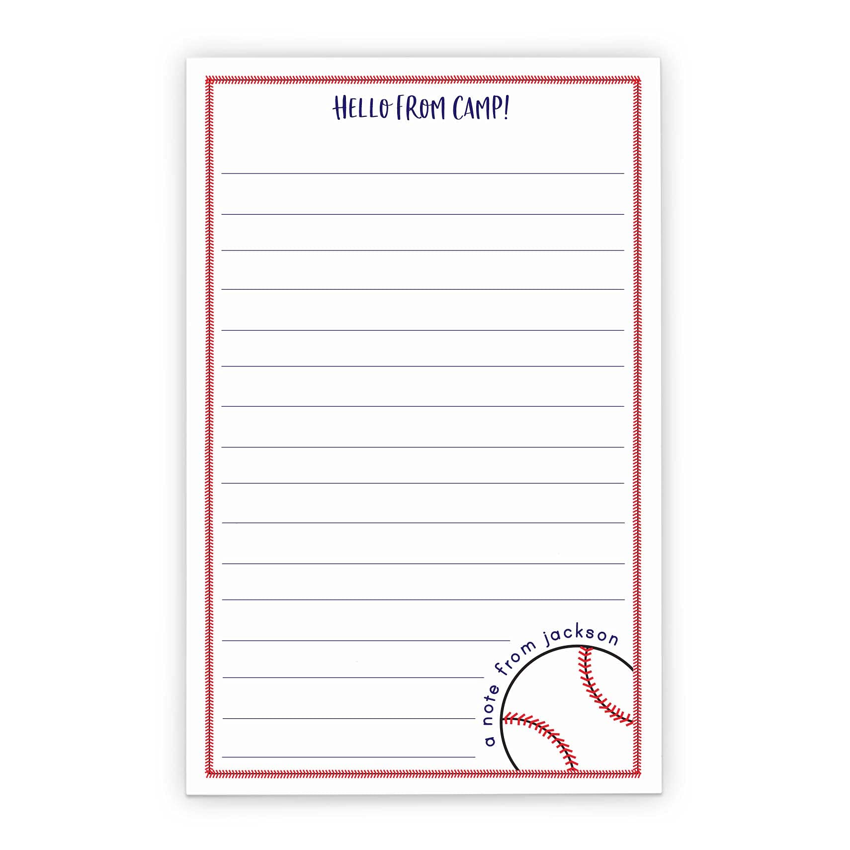 Personalized Baseball Stationery Set - 50 Sheets & Envelopes for Sports Camp