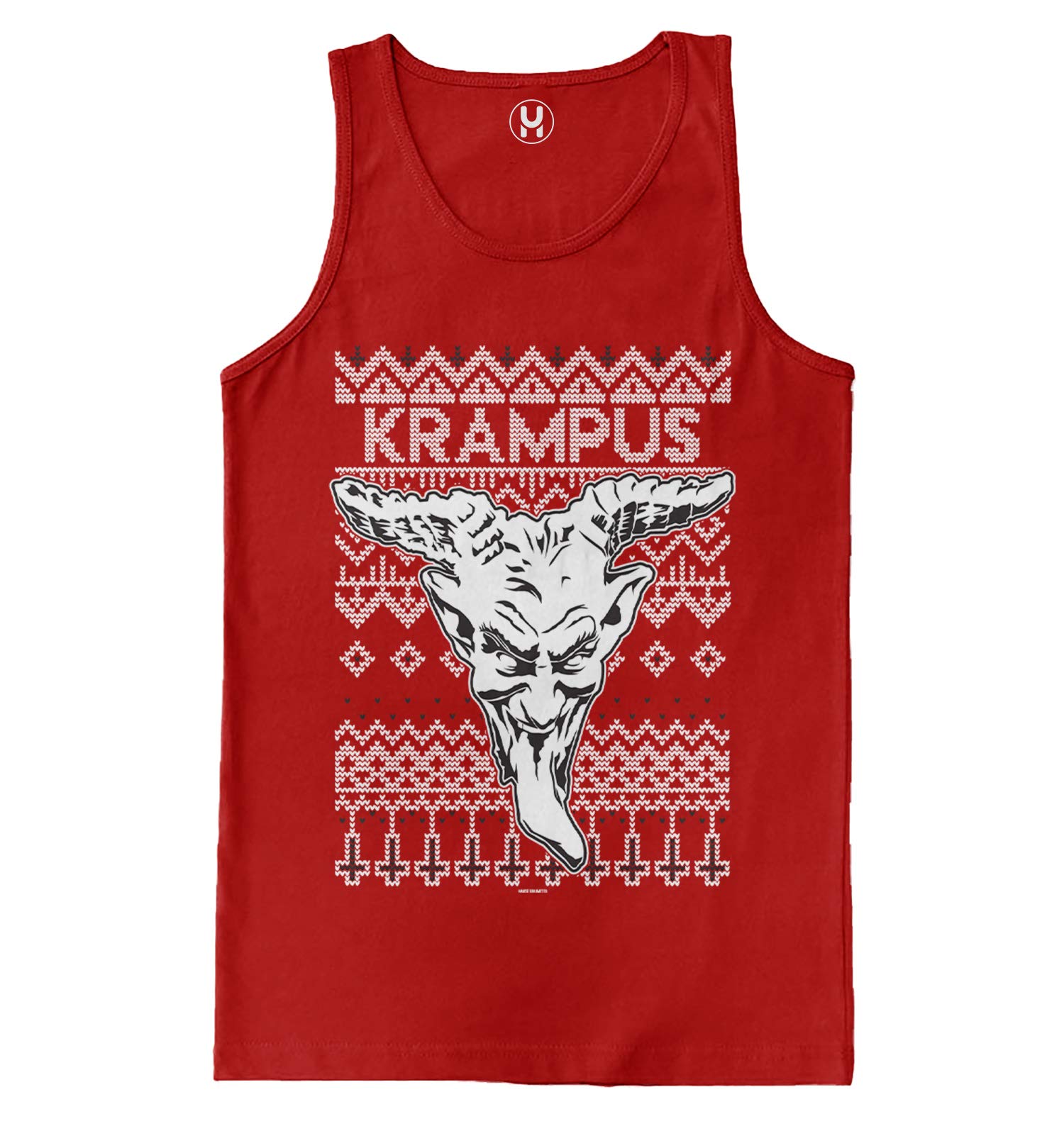 Haase Unlimited Krampus Evil Wicked Ugly Christmas Men's Tank Top - Gothic Holiday Shirt for Christmas Parties & Festive Events