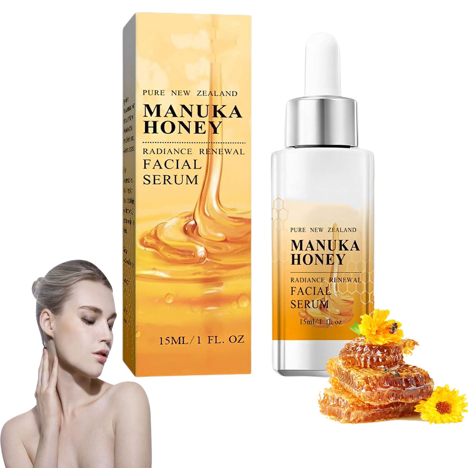 Premium Manuka Honey Anti-Aging Face Serum with Honey Extract - Deep Moisturizing & Nourishing Facial Treatment for All Skin Types - Perfect for Daily Skincare Routine & Nighttime Hydration (1pc)