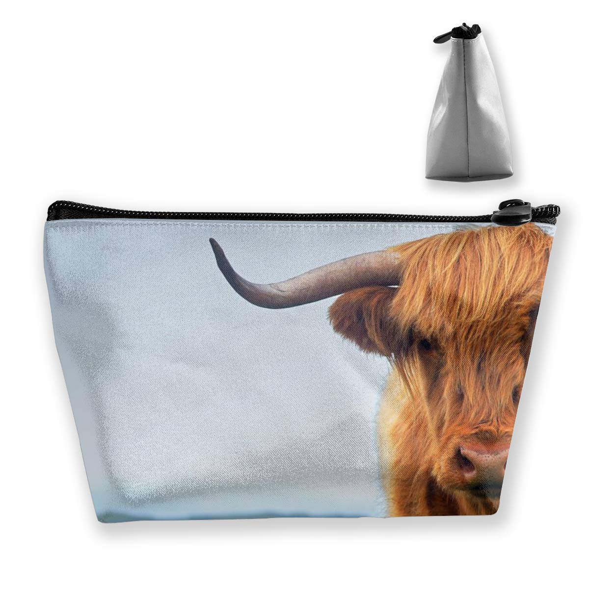 Yak Pattern Makeup Bag - Large Waterproof Cosmetic Pouch with Zipper, Trapezoidal Travel Organizer for Toiletries, Pencils & Accessories | Perfect for Travel, Gym & Daily Storage