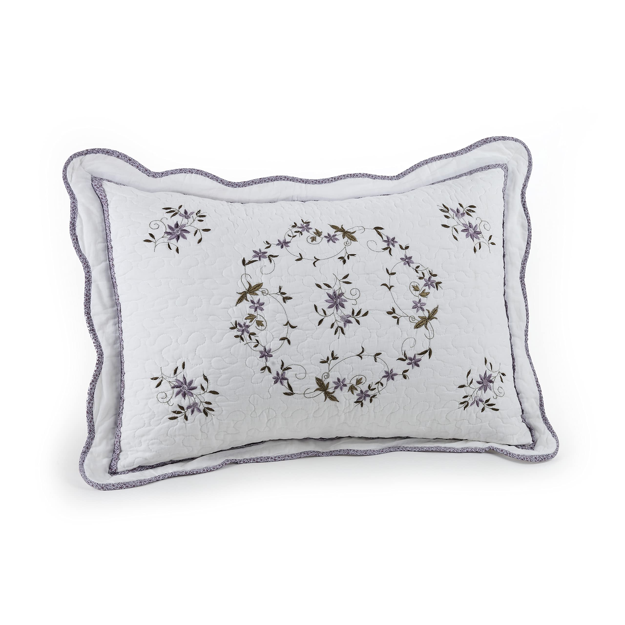 Gwen Bedspread King Size - White & Purple Luxury Bedding for Cozy Bedroom Decor & Guest Room Styling