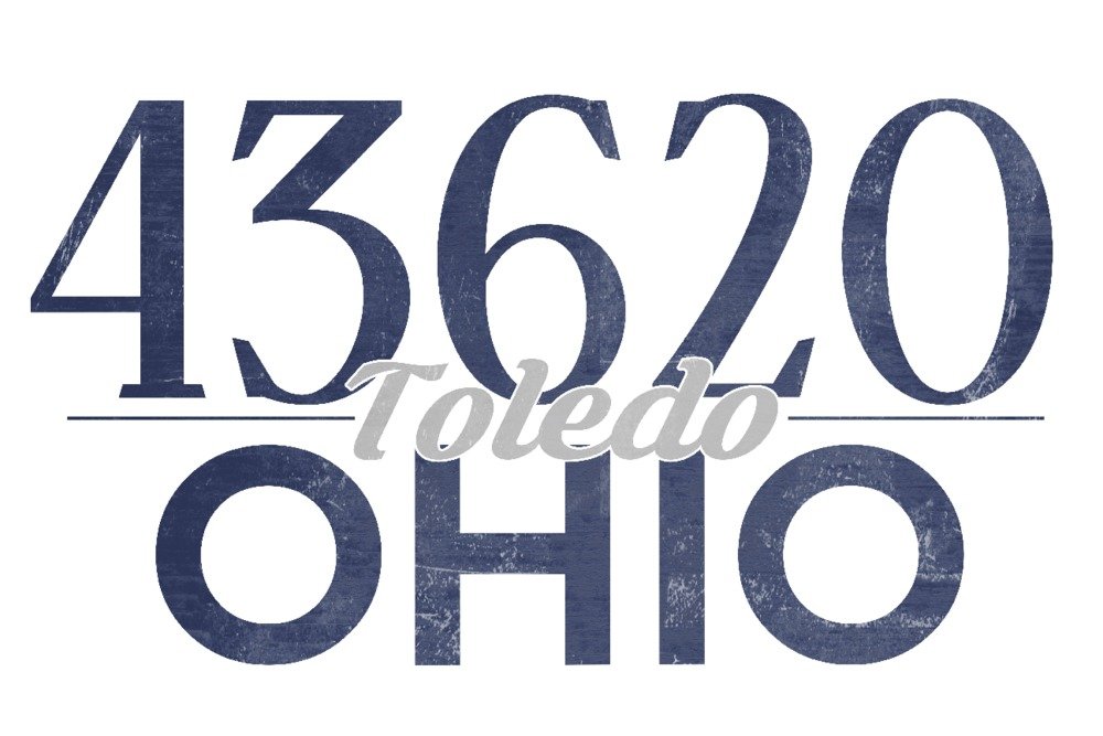 12x18 Blue Wall Art Poster - Toledo Ohio 43620 Zip Code Decor for Living Room, Bedroom & Office