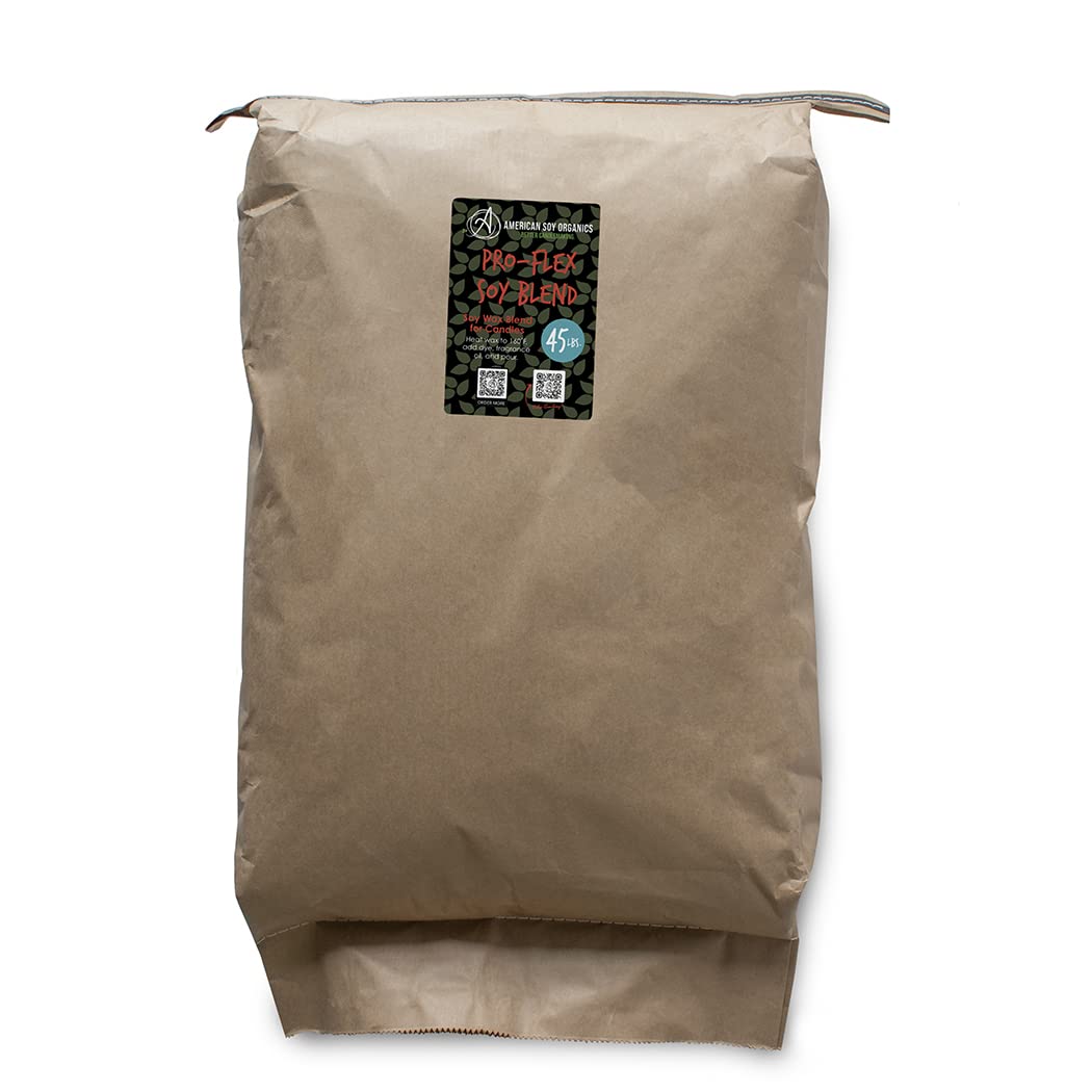 American Soy Organics Pro-Flex Soy Blend - Premium Soy Wax Beads for Candle Making - All-Natural Beeswax-Free Candle Wax Supplies - Perfect for Container Candles, Tealights & Wax Melts (45 lbs) - Ideal for Home Decor, Gifts & Aromatherapy