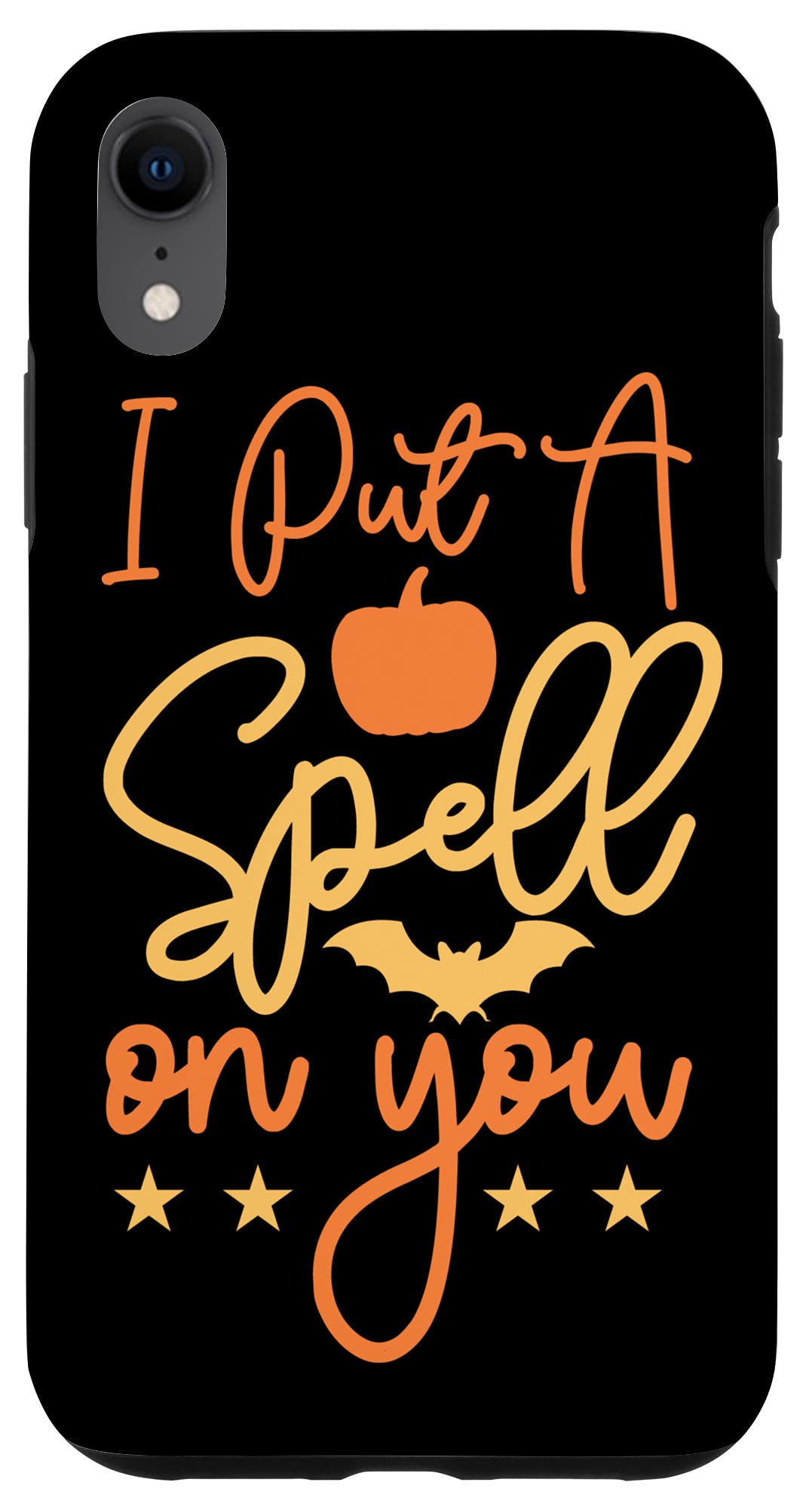 iPhone XR Halloween Case - 'I Put A Spell On You' Pumpkin & Bat Design | Perfect for Trick-or-Treating, Costume Parties & Spooky Celebrations