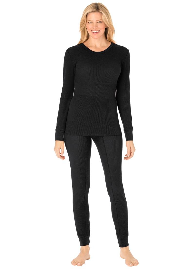 Women's Plus Size Thermal Waffle Long Sleeve Shirt - Soft Warm Base Layer Top for Cold Weather - Perfect for Winter Layering, Outdoor Activities & Lounge Wear