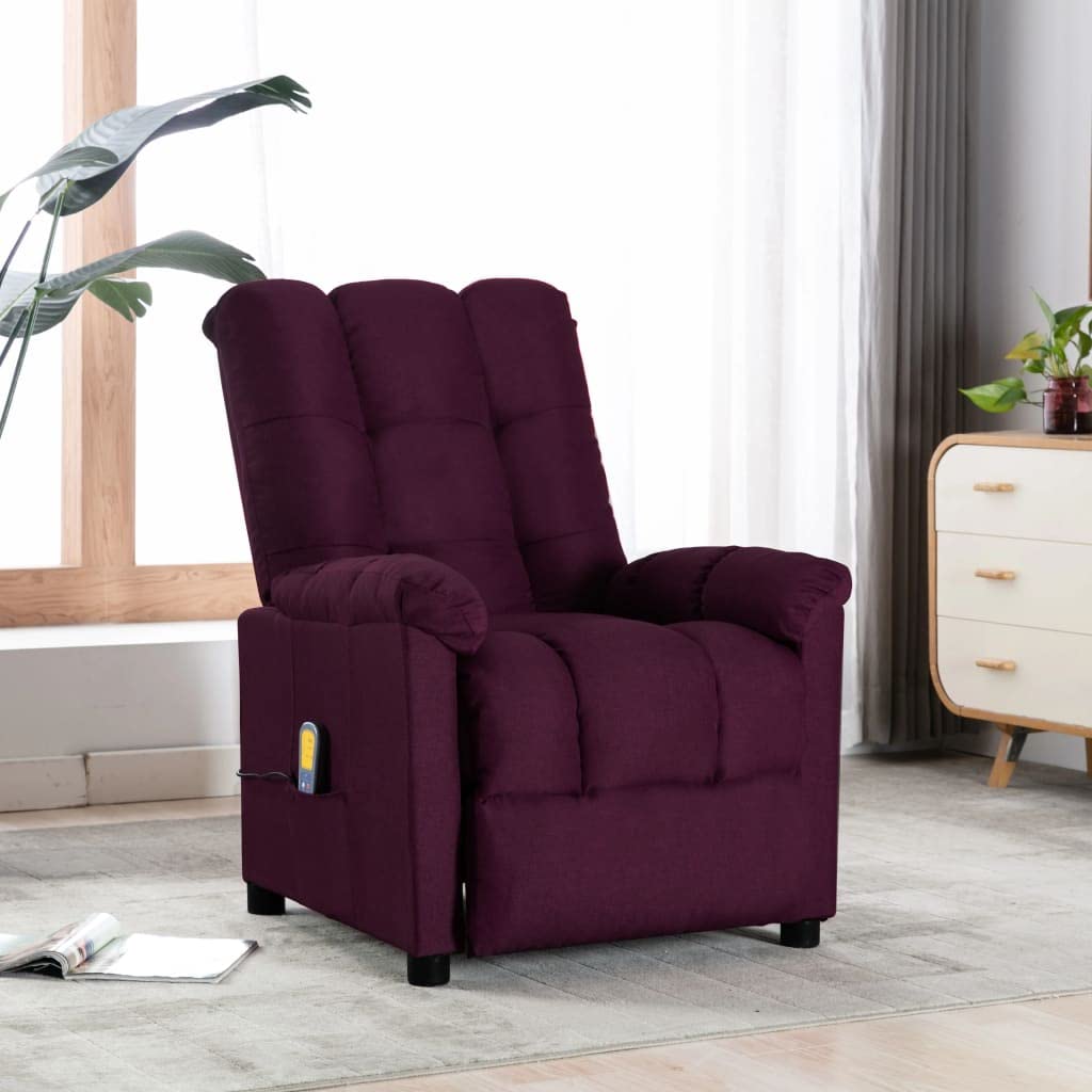 CHARMMA Massage Recliner Chair with Heat & Vibration - Purple Fabric for Living Room, Bedroom & Office Relaxation