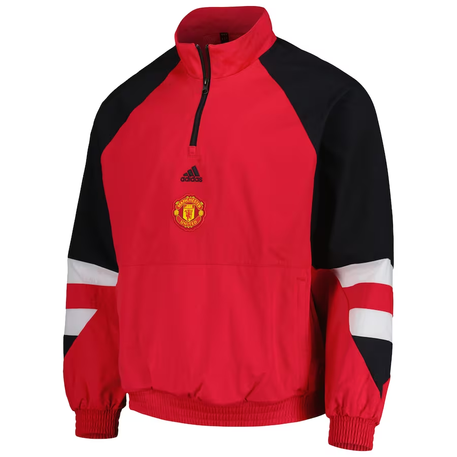 Adidas Manchester United Icon ¼ Zip Top - Official Football Training Jacket for Men - Perfect for Soccer Practice & Casual Wear