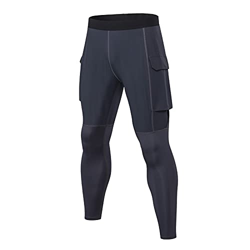 BADHUB Men's Compression Pants - Athletic Workout Running Leggings with Pockets, Moisture Wicking Base Layer for Gym, Yoga & Outdoor Sports - Perfect for Training, Jogging & Fitness Activities