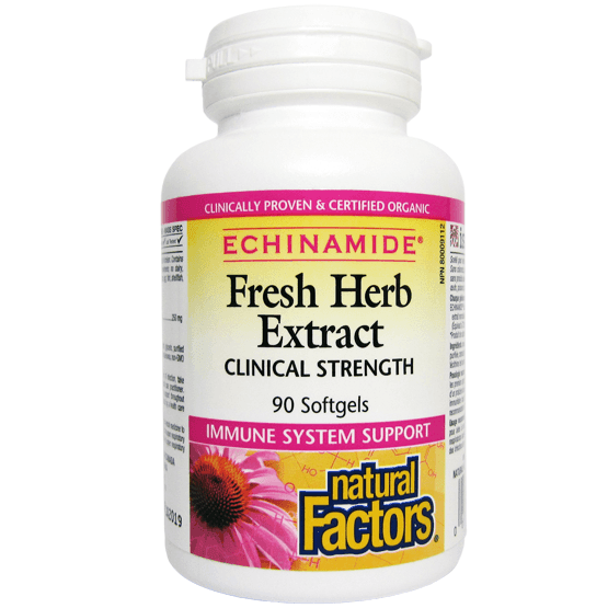 Natural Factors Echinamide Fresh Herb Extract - Clinical Strength Immune Support - 90 Softgels - Boosts Immunity for Cold & Flu Season