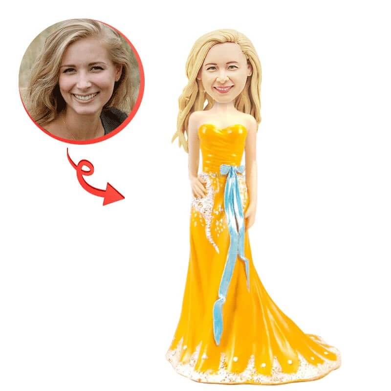 Personalized Wedding Bride Bobbleheads - Custom Couple Figurines for Wedding Cake Topper, Bridal Shower Gift & Anniversary Keepsake