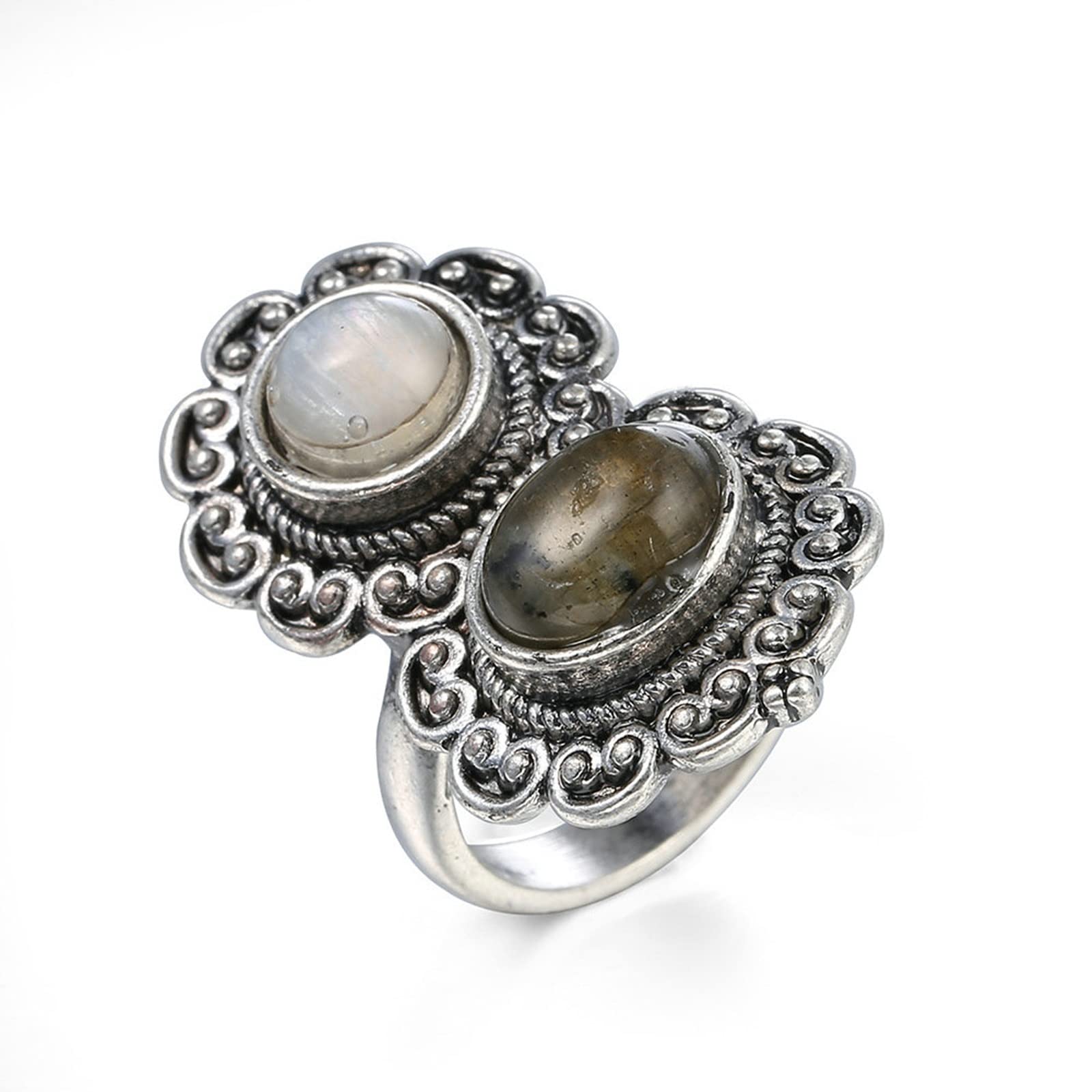 14K Gold Plated Moonstone Ring Set – Round Cut Silver Vintage Wedding & Engagement Rings for Women | Perfect for Bridal, Anniversary, and Special Occasion Gifts