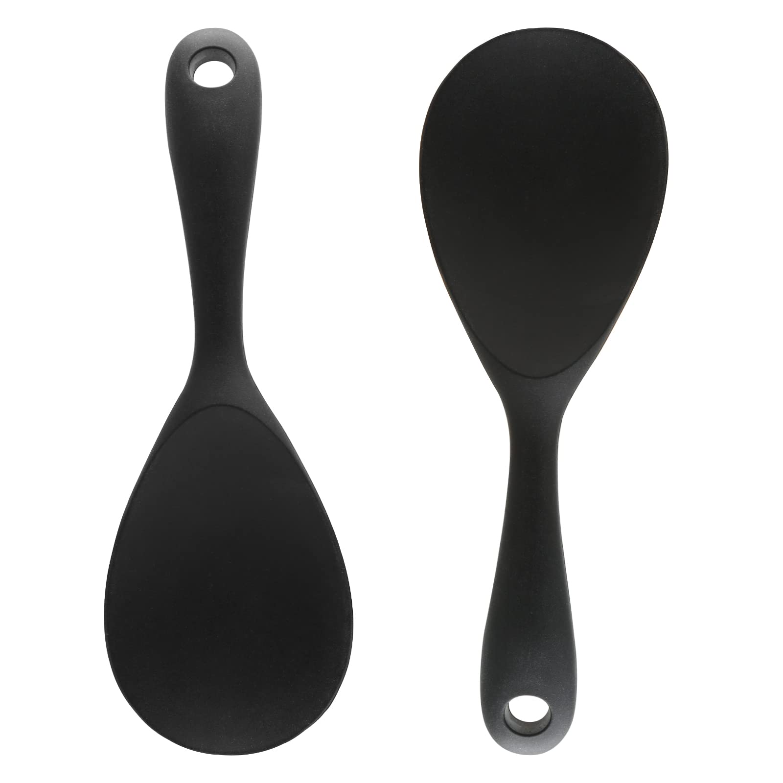 2-Piece Non-Stick Rice Paddle Spoon Set - Heat Resistant Rice Cooker Spatula & Scooper - Perfect for Rice, Mashed Potatoes & Cooking - 10.83 x 2.56 Inch Kitchen Utensil (Black) - Ideal for Rice Cookers, Meal Prep & Asian Cuisine