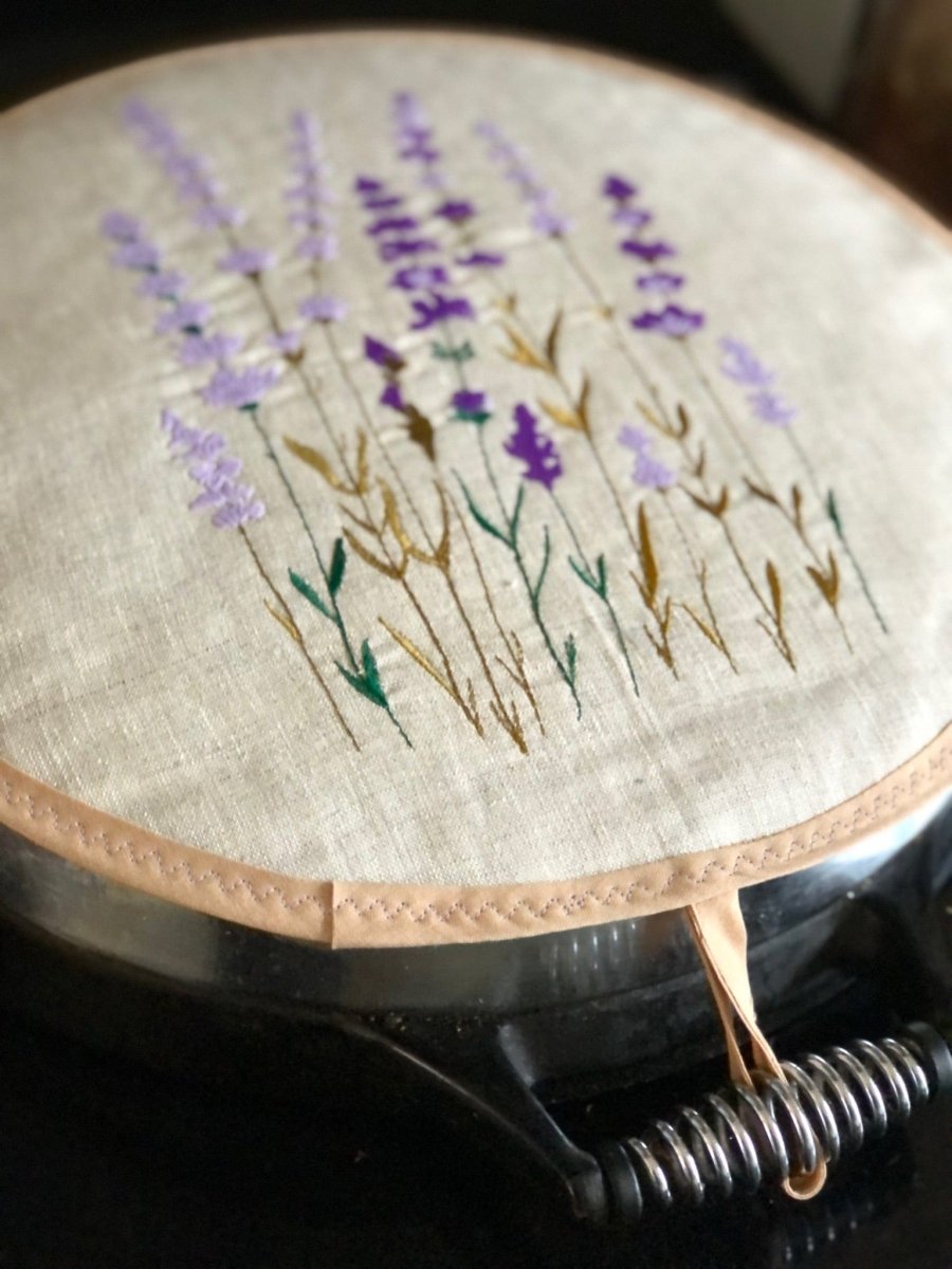 Lavender Embroidered Aga Pads - Set of 2 for Stove Top Protection & Heat Resistance - Perfect for Cooking, Baking & Kitchen Safety