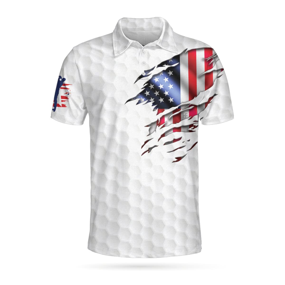 HYPERFAVOR Men's American Flag Golf Polo Shirt - Patriotic Short Sleeve Performance Polo for Golf & Casual Wear - Moisture Wicking & UV Protection