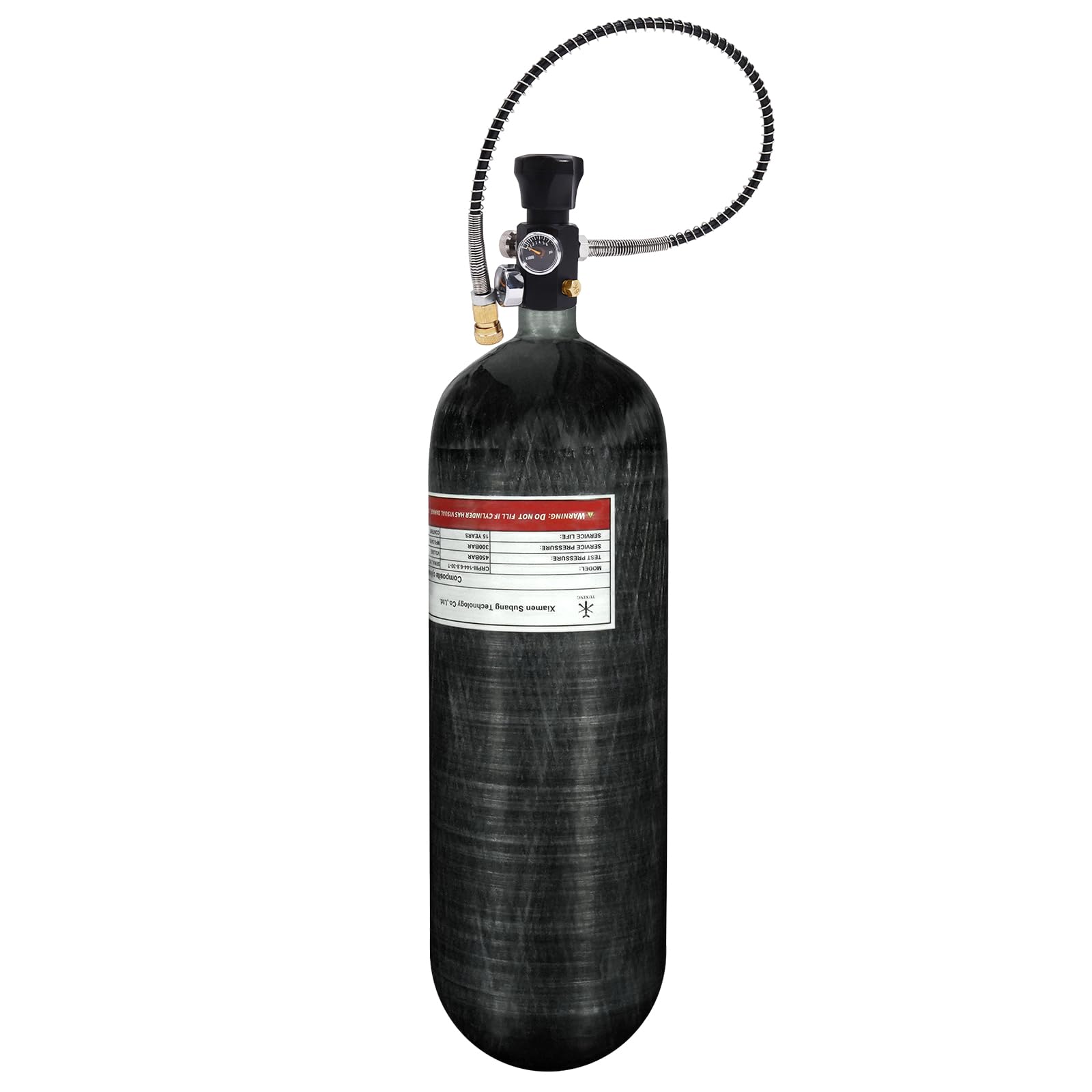 TUXING 4500psi 6.8L/414ci Carbon Fiber Paintball HPA Air Tank - PCP Air System with Dual Gauge Valve & Carry Bag for Outdoor Shooting, Airsoft & Hunting Adventures
