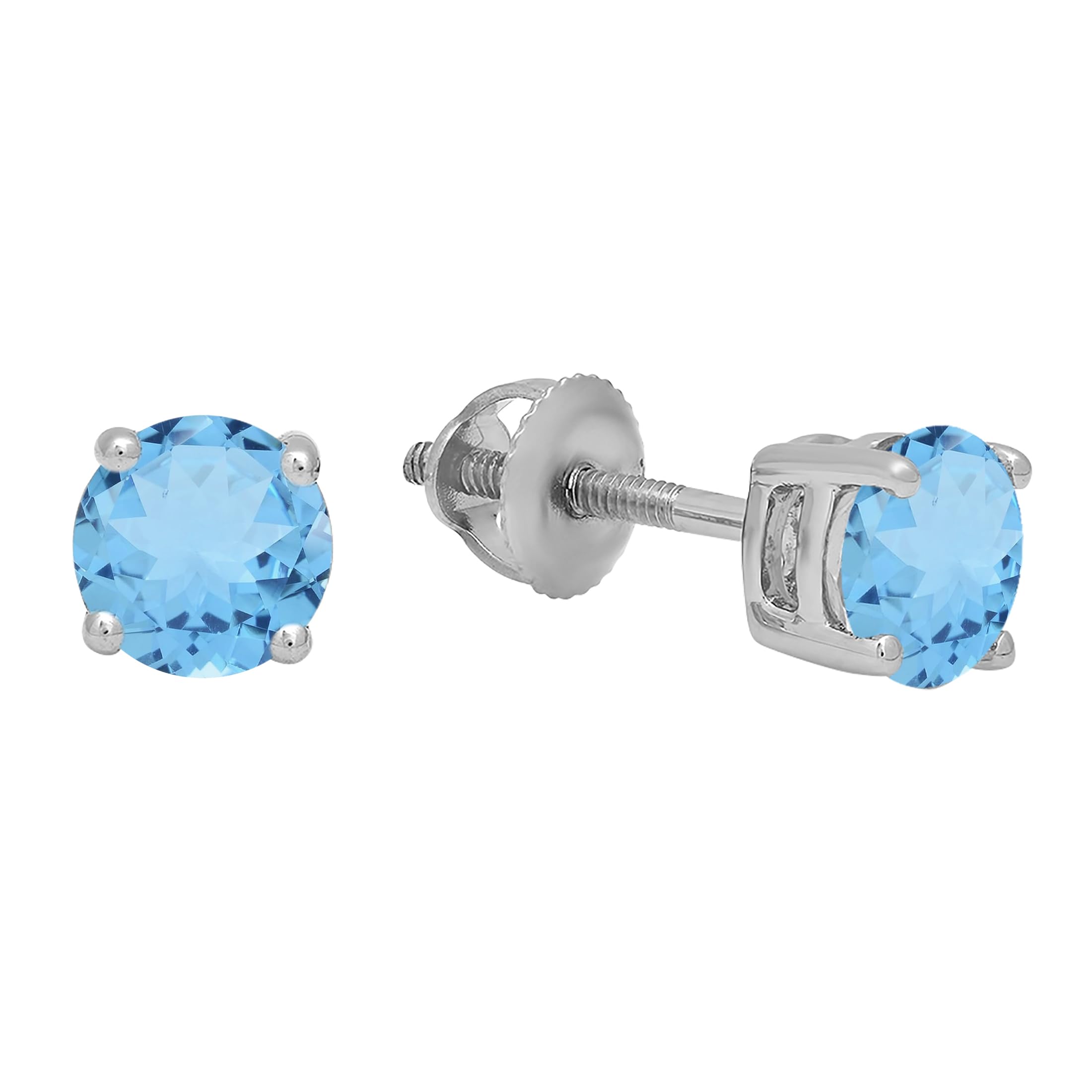 Dazzlingrock 5.5mm Round Gemstone Stud Earrings for Women - 925 Sterling Silver Solitaire Earrings | Perfect Gift for Birthday, Anniversary & Valentine's Day