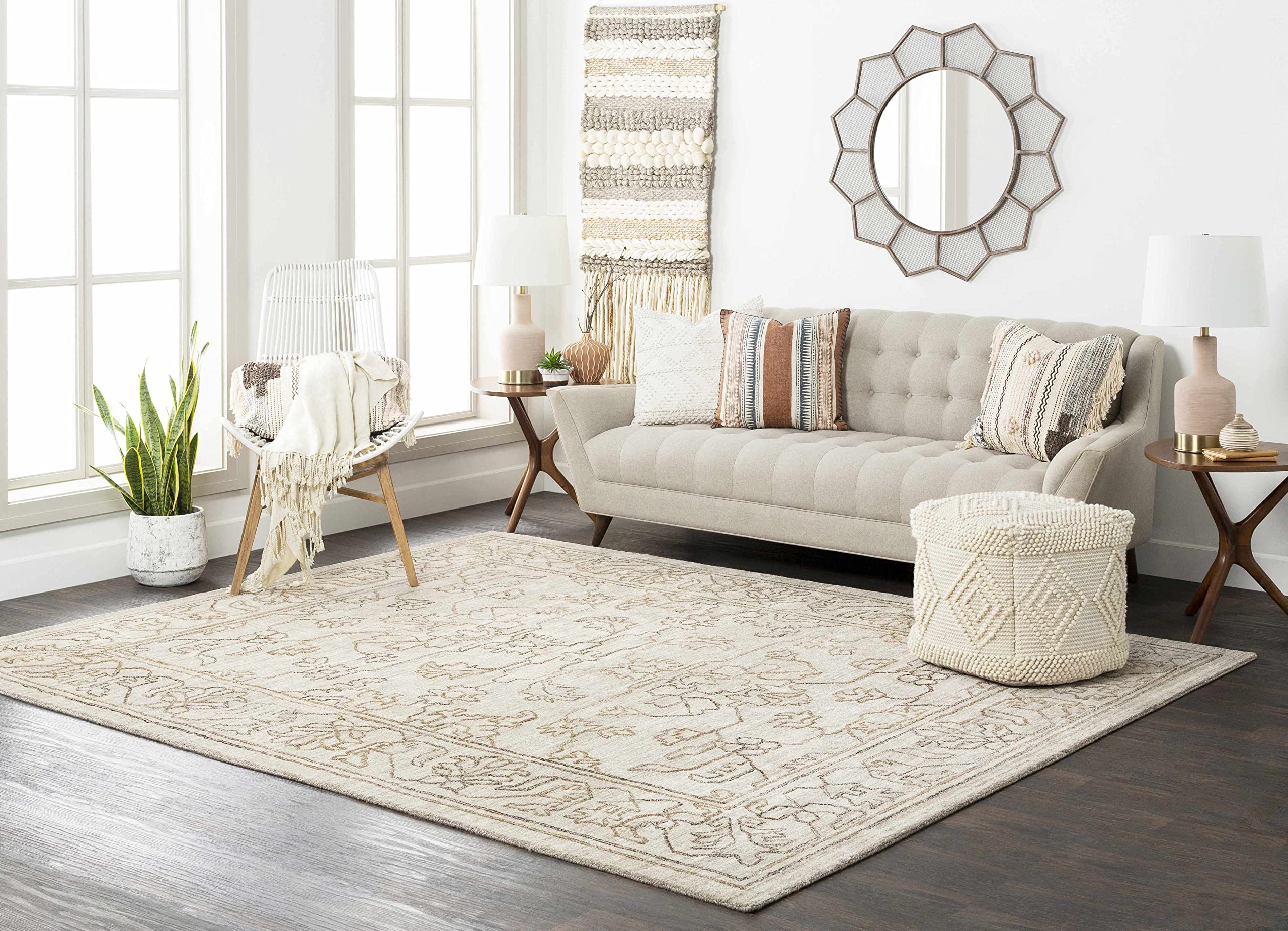 Hauteloom Kettlersville Classic Gray and Brown Area Rug 2' x 3' - Soft Living Room & Bedroom Carpet for Home Decor - Perfect for Cozy Spaces and Modern Interiors