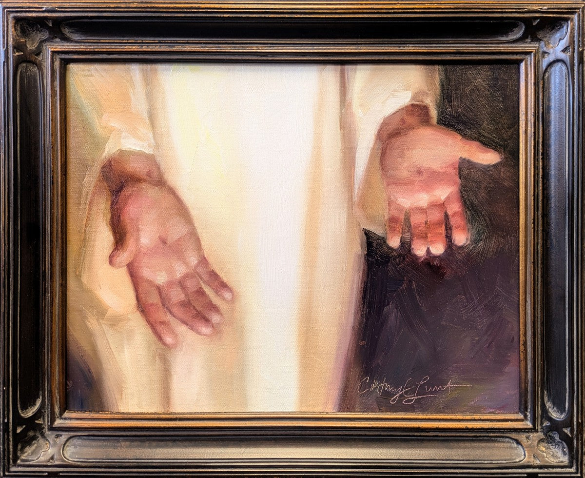 Behold His Hands Original Christian Artwork - Religious Wall Decor for Home, Church & Office - Inspirational Gift for Faith & Worship