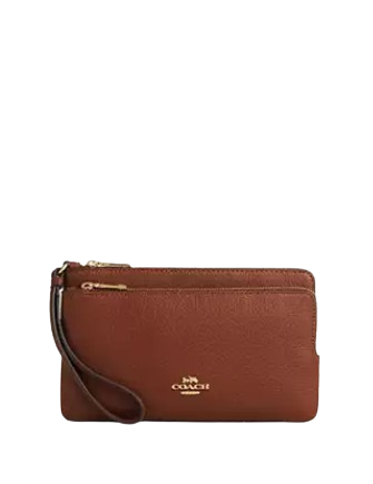 Coach Double Zip Wallet for Women & Men | Genuine Leather Crossbody Wallet with RFID Protection | Perfect for Travel, Shopping & Everyday Use
