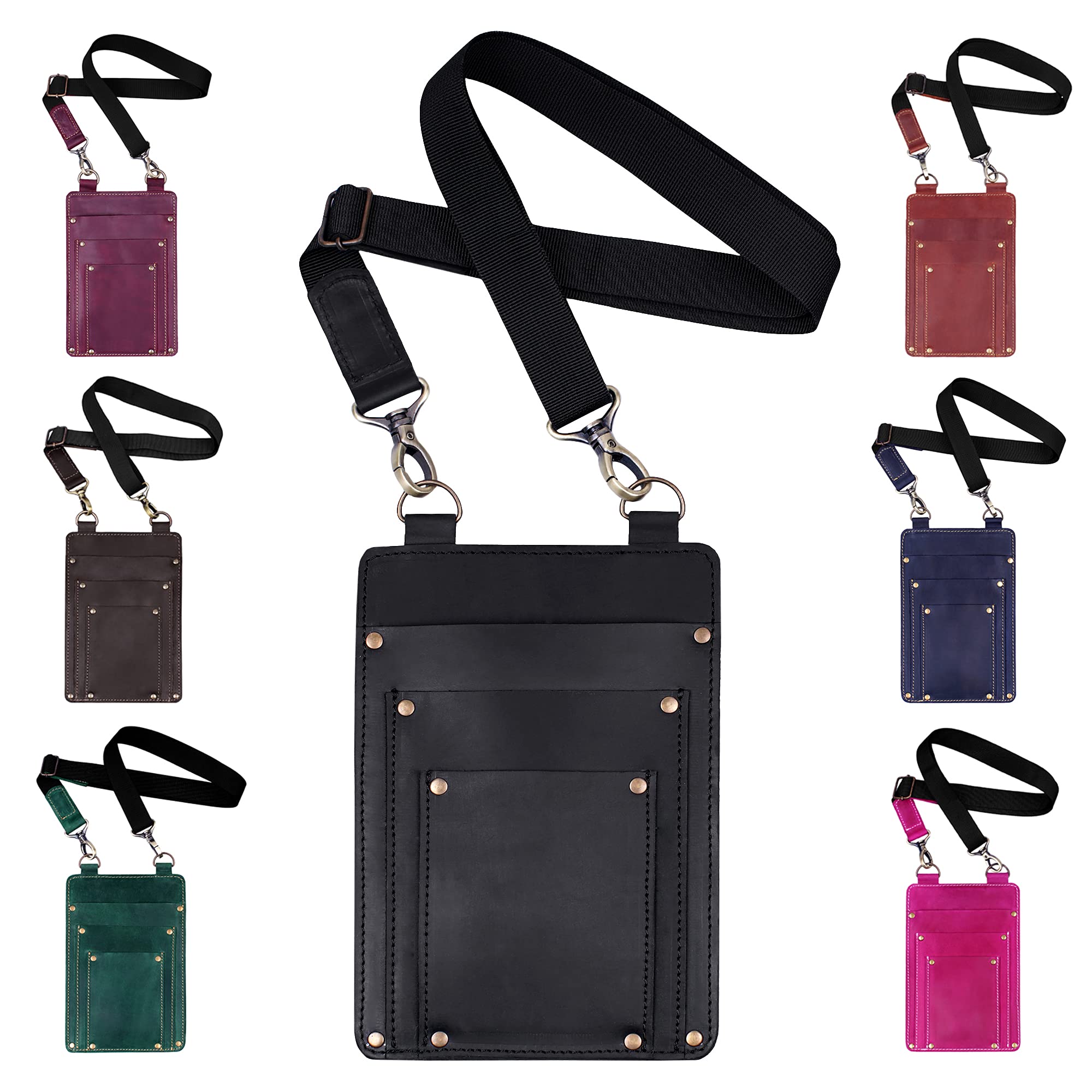 Premium Leather Florist Tool Belt Bag - Durable Garden Farmer Pouch Organizer with Multiple Pockets - Hand Tools Holder Utility Kit for Gardening, Landscaping & DIY Projects (Black)