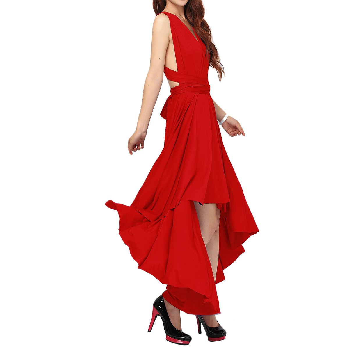 Women's Convertible Wrap Evening Dress - Maxi Cocktail Gown Multi-Way Formal Long Dress for Prom, Wedding Guest & Special Occasions
