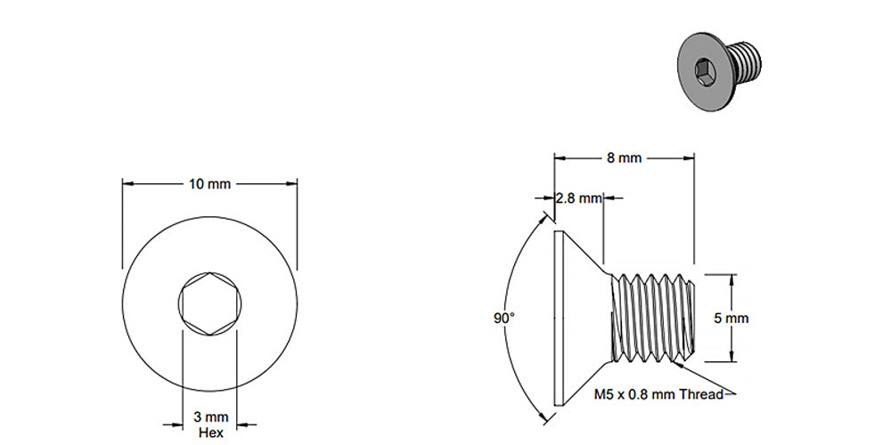 (5 Pack) M5x8mm Silver Flat Head Screws - Perfect for Furniture Assembly, Electronics Repair, and DIY Projects