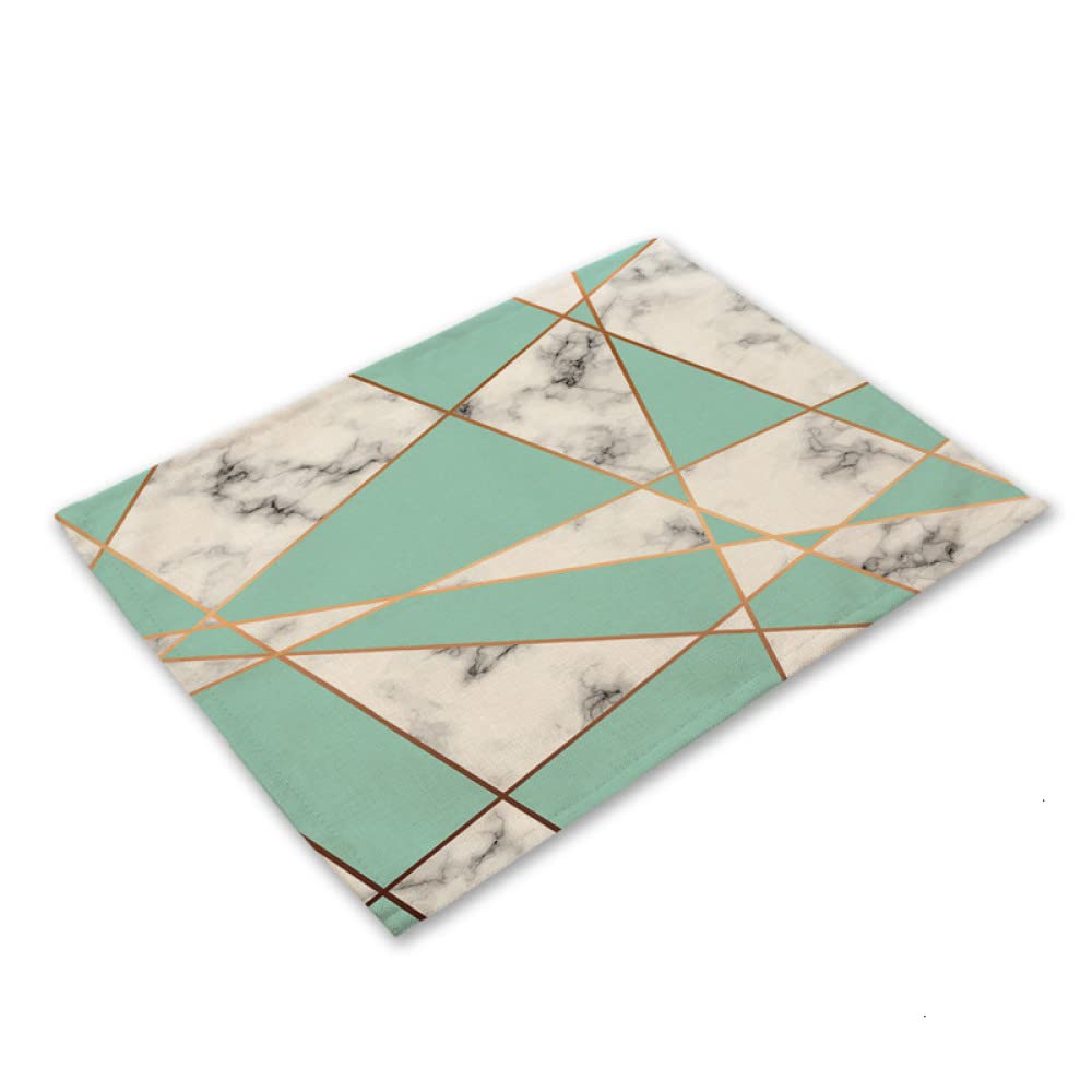 Eco-Friendly Cotton Linen Placemats Set - Heat Resistant Geometric Pattern Table Mats for Dining & Kitchen Use, Washable & Reusable (Green, 1-Pack) - Perfect for Everyday Meals, Dinner Parties, and Home Decor