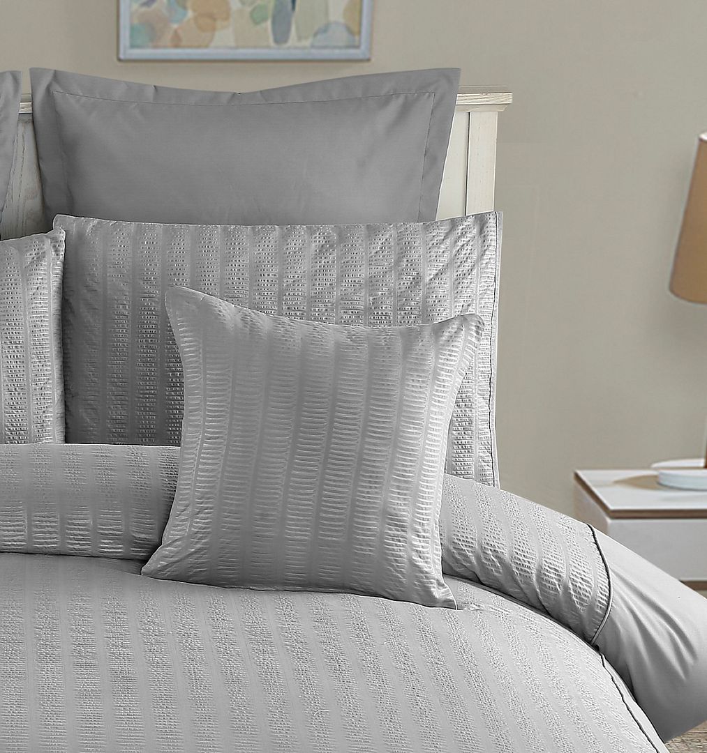 Premium 1000TC Ultra Soft Seersucker Cushion Covers - 2 Pack, Grey - Perfect for Sofa, Bed & Home Decor