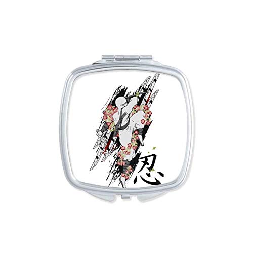 DIYthinker Japanese Ninja Samurai Sword Design Compact Mirror - Portable Double-Sided Makeup Mirror for Travel, Cosplay & Everyday Use
