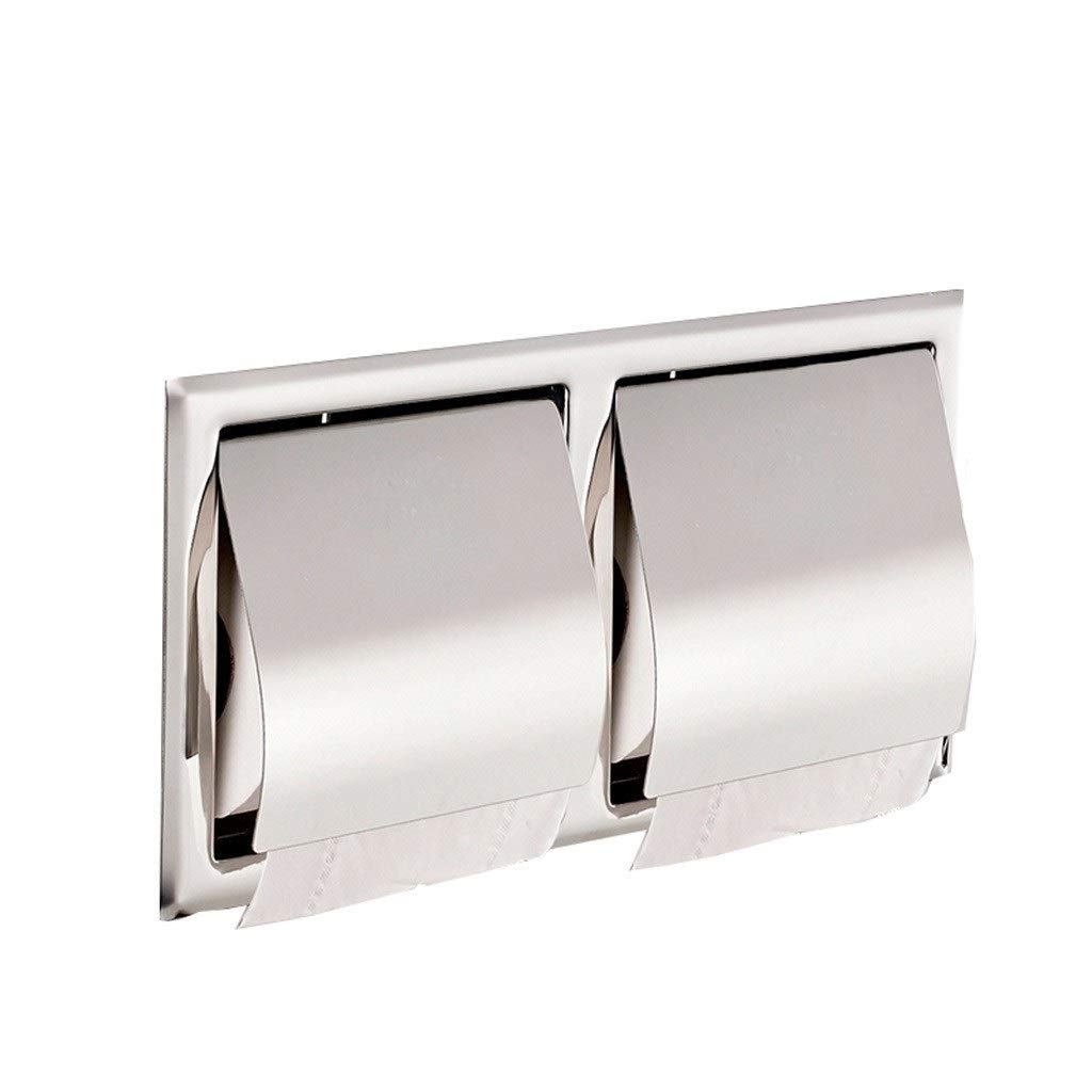 Stainless Steel Toilet Paper Holder Wall Mounted - 304 Double Roll Bathroom Tissue Dispenser with Tray for Home, Office & RV Use