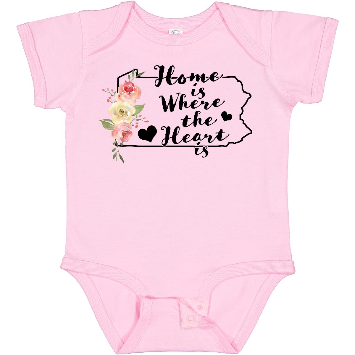 Inktastic Pennsylvania Home is Where The Heart is Watercolor Baby Bodysuit - Soft Cotton Onesie for Newborns & Infants - Perfect for Family Photos, Holidays & Everyday Wear