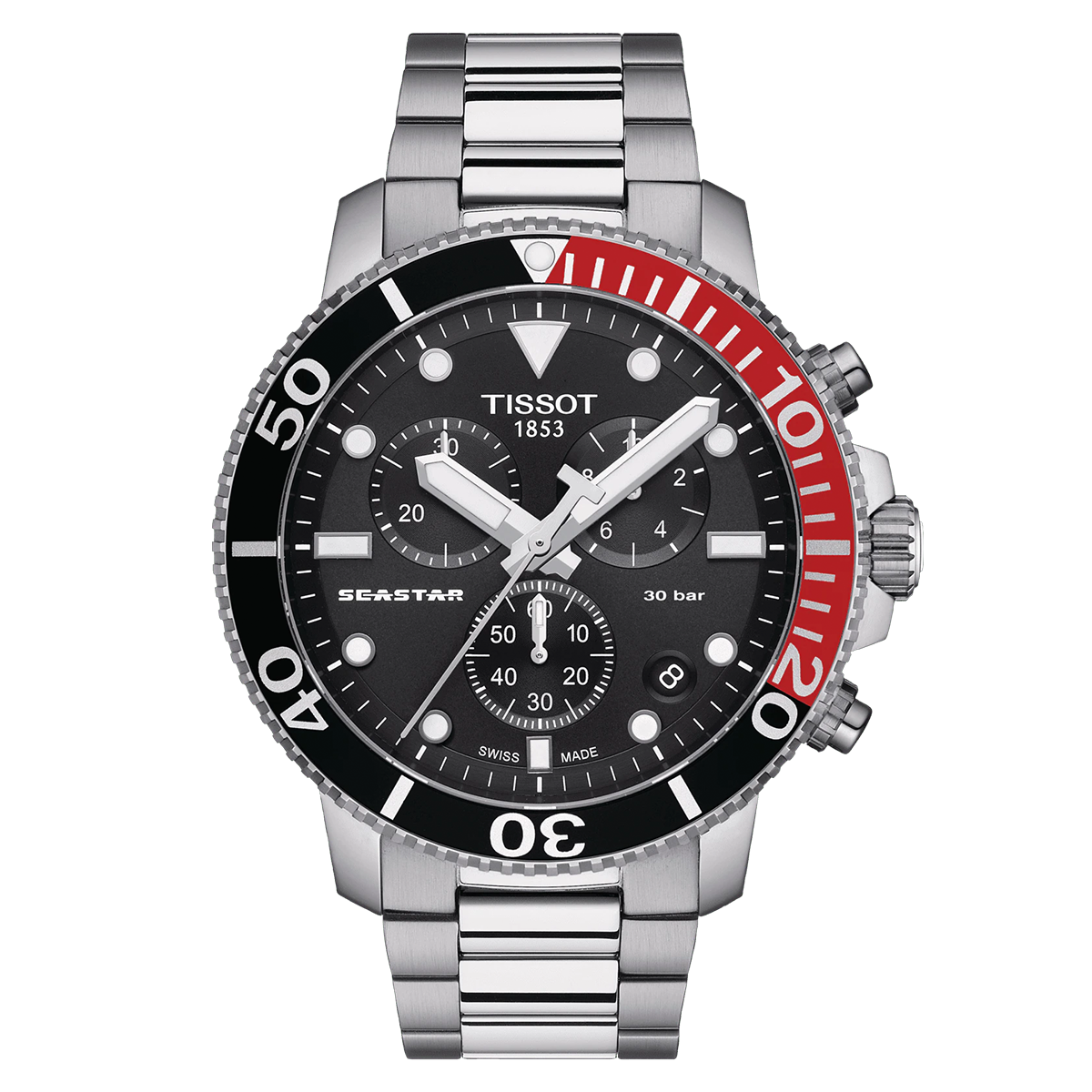 Tissot Seastar 1000 Chronograph 45.5mm Black Dial Quartz Men's Watch - Waterproof Diving Watch for Men, Sports & Casual Wear, Perfect Gift for Him