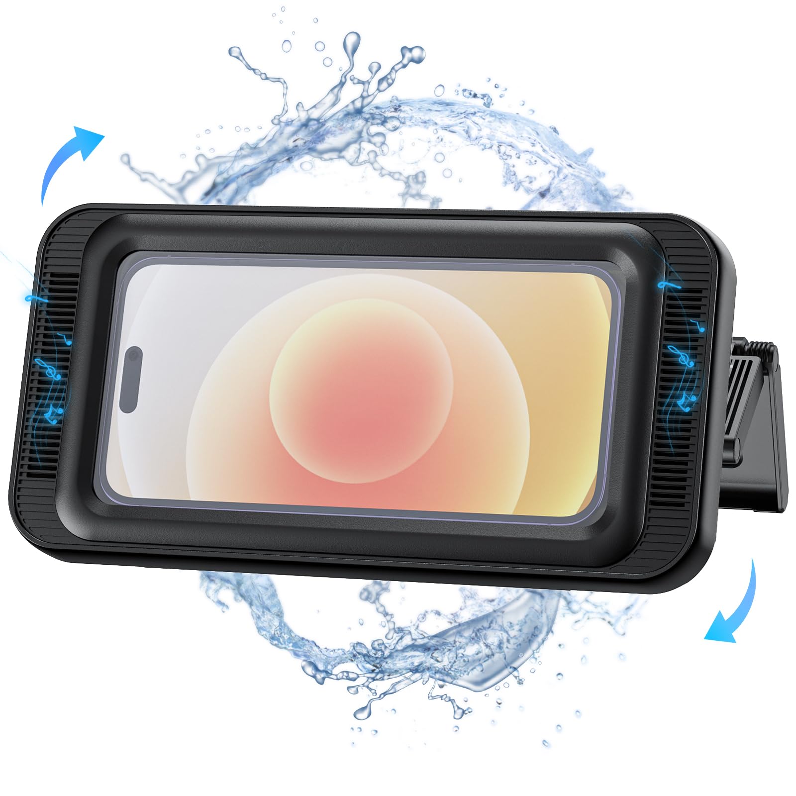 Waterproof Shower Phone Holder with Speaker - Wall Mount Bathroom Cell Phone Stand for iPhone & Samsung - Perfect for Bathing, Relaxing & Hands-Free Calling (Ideal Gift for Men & Women)