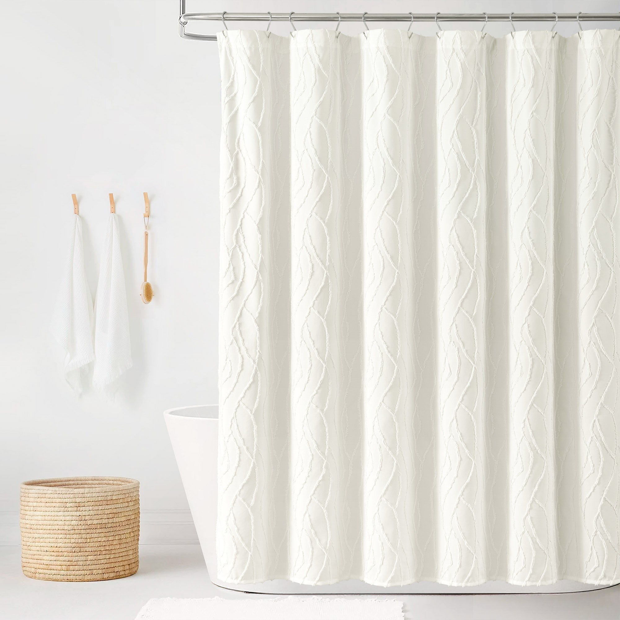 Stylish Jacquard Wave Shower Curtain - Waterproof Bathroom Decor for Modern Homes | Perfect for Spa-Like Showers & Coastal-Themed Bathrooms