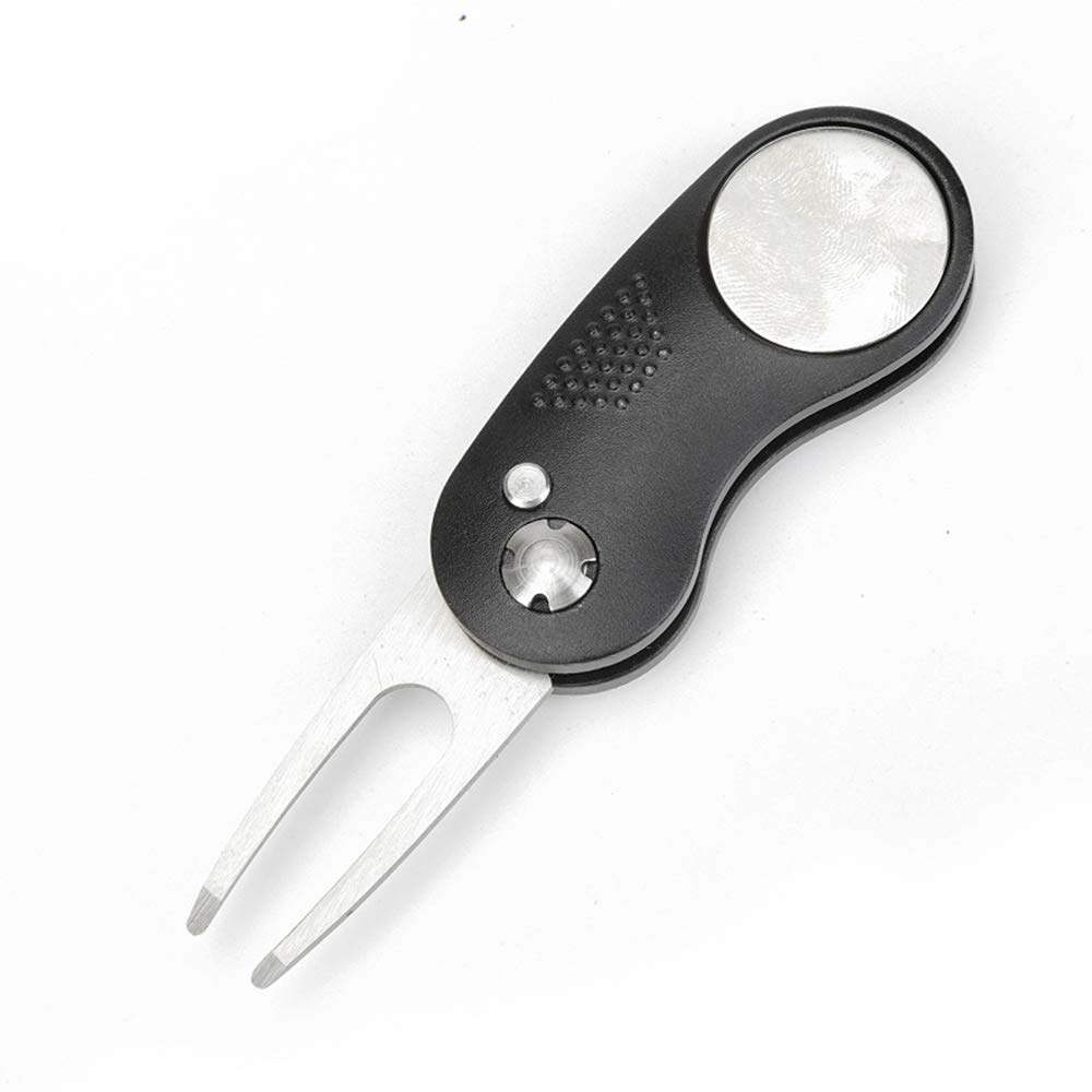 Stainless Steel Golf Ball Fork Divot Repair Tool - Curved Folding Switchblade for Golf Training & Course Accessories | Perfect for Pitch Marks Repair, Golf Practice & On-Course Maintenance